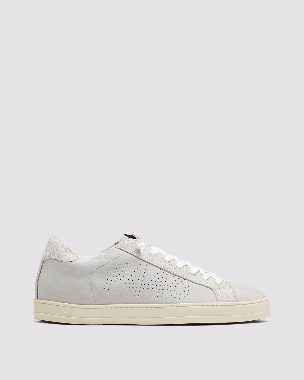 Side angle of grey sneakers