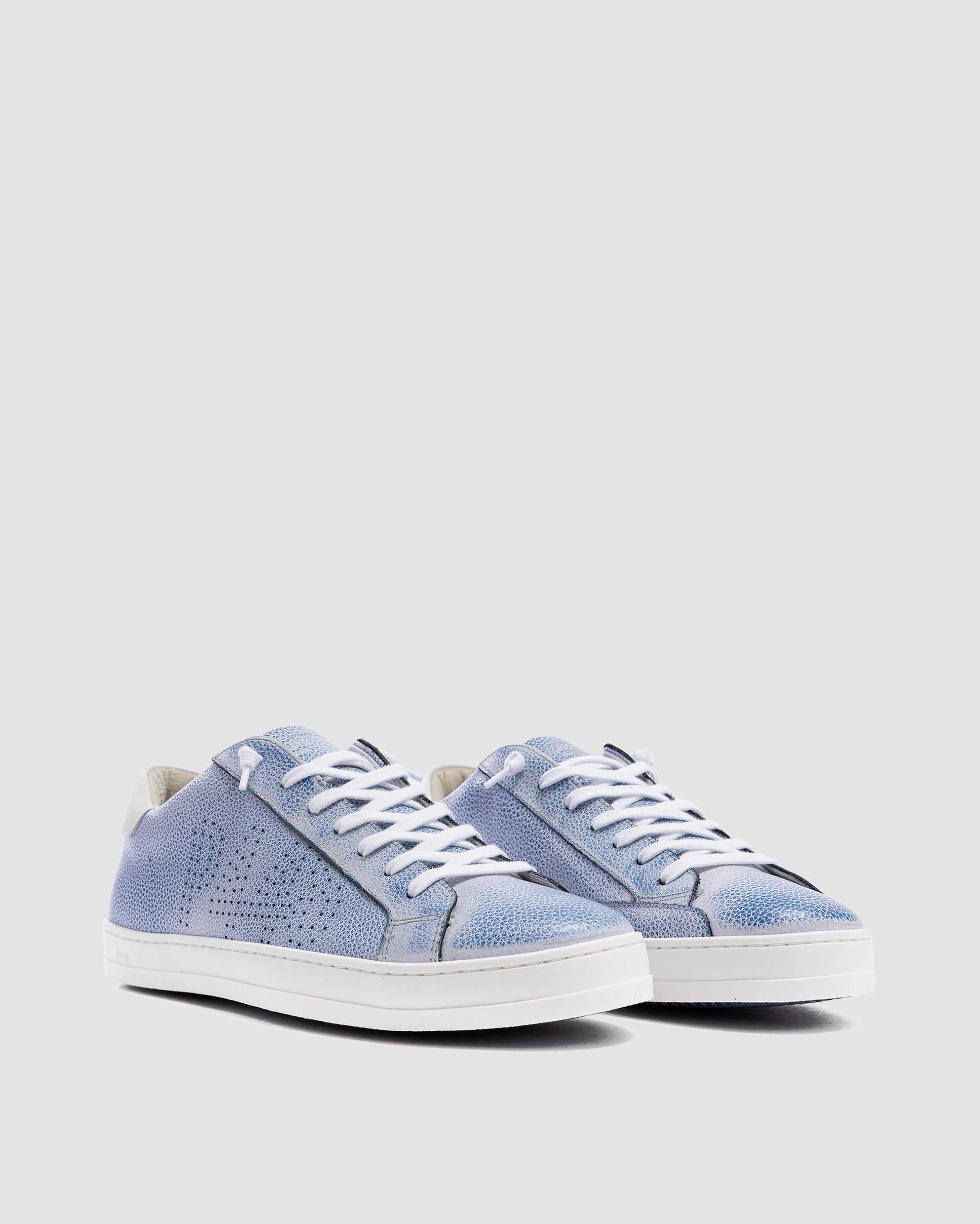 Side angle of blue sneakers