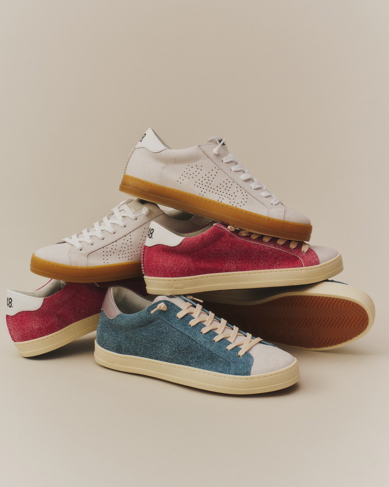 Side angle of blue sneakers